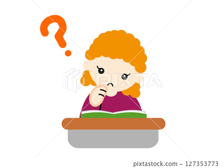 Thinking Caucasian girl 127353773