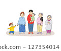 A happy three-generation family 127354014