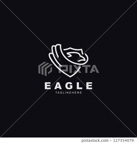 Eagle Bird Logo, Falcon Flying Soaring Geometric Logotype concept symbol design template 127354079
