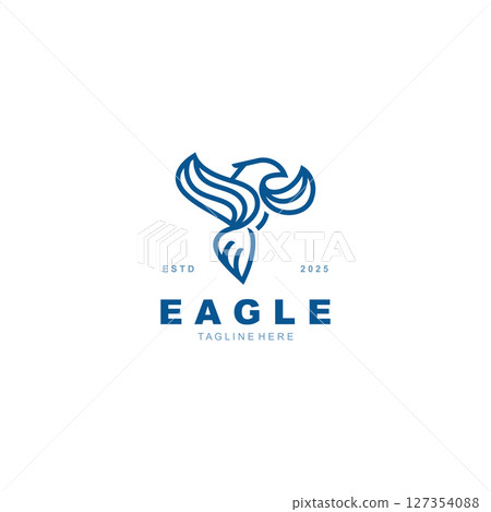Eagle Logo minimalist style design template. Falcon Logotype Emblem identity 127354088