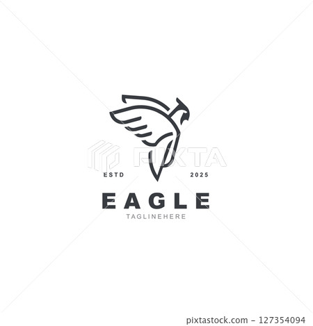 Eagle Logo minimalist style design template. Falcon Logotype Emblem identity 127354094