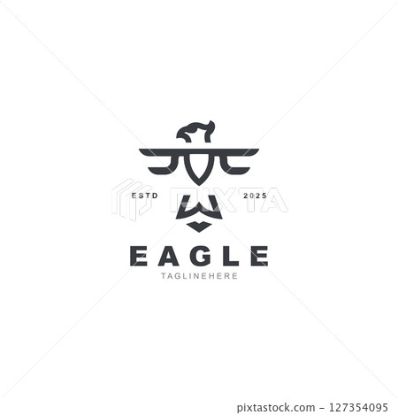 Eagle Logo minimalist style design template. Falcon Logotype Emblem identity 127354095