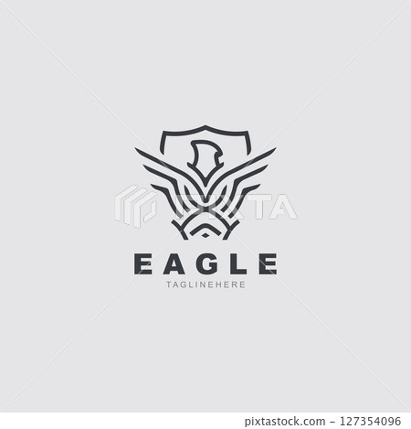 Eagle Logo minimalist style design template. Falcon Logotype Emblem identity 127354096