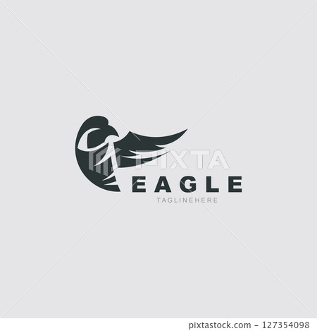 Eagle Logo minimalist style design template. Falcon Logotype Emblem identity 127354098