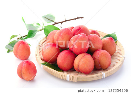 Sweet and sour and delicious plum (early) on white background Sweet and sour and delicious plum (early) on white background 127354396