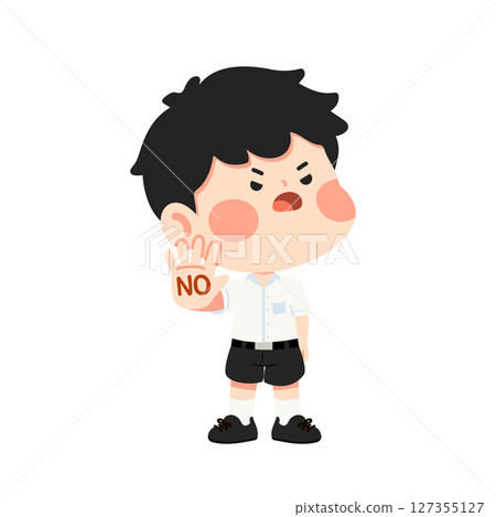 Cartoon Boy Saying No Illustration Cartoon Boy Saying No Illustration 127355127