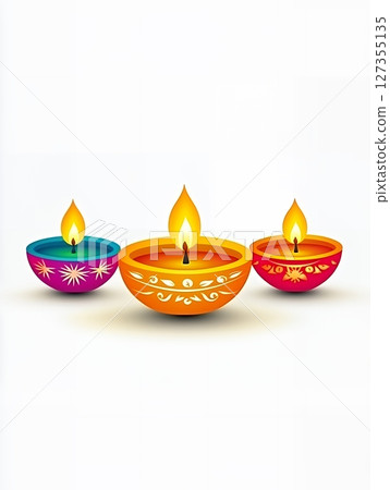 Colorful Festive Diwali Oil Lamps Festive Lights Bright Illumination Indian Culture Traditional 127355135