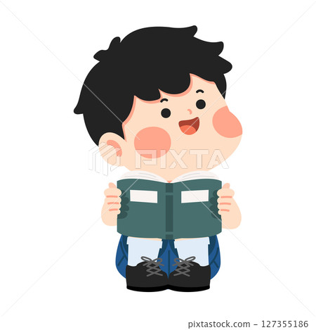 Cartoon Boy Reading a Book Cartoon Boy Reading a Book 127355186
