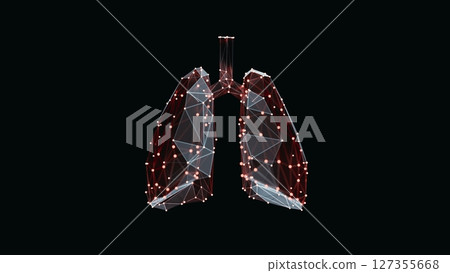 3d render of a vibrant, low-poly lungs over dark background 127355668