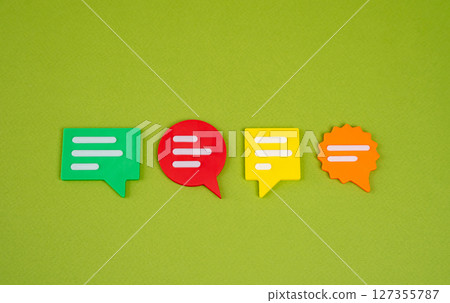 Multicolored conversation clouds. Communication and sharing ideas. Conversations and chats. Comments and opinions. Diverse ideas, communication, chats, shared opinions in a social or business context. Multicolored conversation clouds. Communication and sharing ideas. Conversations and chats. Comments and opinions. Diverse ideas, communication, chats, shared opinions in a social or business context. 127355787