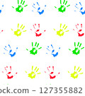 Colored pattern with kids hands palm 127355882
