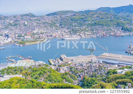 (Nagasaki Prefecture) Nagasaki Port and cityscape as seen from the observation deck at the top of Mount Inasa 127355992