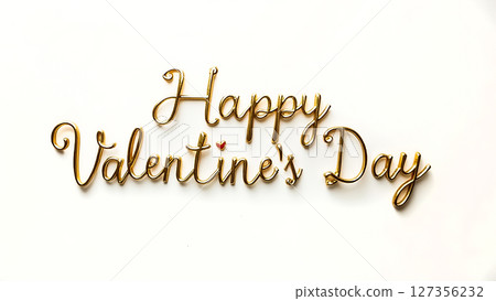 Happy Valentine's Day greeting with elegant gold lettering on a light background Happy Valentine's Day greeting with elegant gold lettering on a light background 127356232