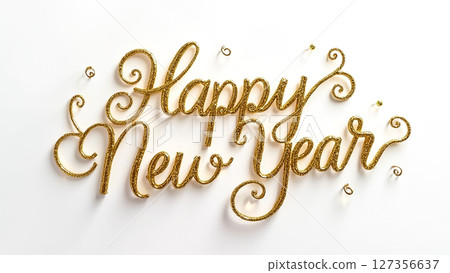 Celebration of the New Year with a festive gold glitter decoration showcasing positive spirit and joy 127356637