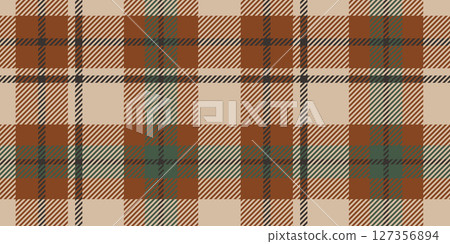 Rustic Brown and Green Plaid Pattern, Seamless Tartan Checkered Design, Perfect for Autumn Textiles, Fashion, Home Decor, and Wallpaper 127356894