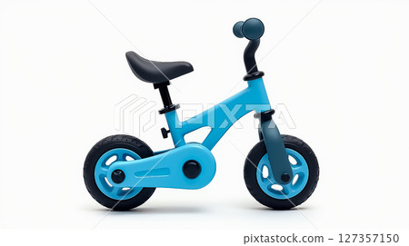 Bright blue balance bike designed for toddlers in a minimalist style, perfect for early childhood learning and playtime Bright blue balance bike designed for toddlers in a minimalist style, perfect for early childhood learning and playtime 127357150