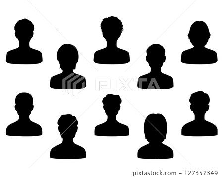 各種男士單色剪影圖示集（黑色） 127357349