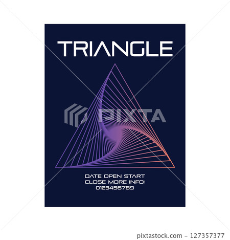 Vibrant spiral line art poster Line art Spiral Triangle Orange Purple 127357377
