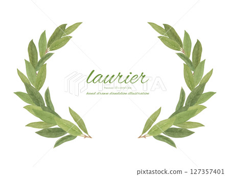 Watercolor laurel leaf frame Watercolor laurel leaf frame 127357401