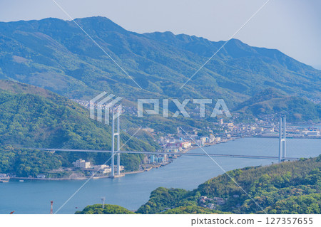 (Nagasaki Prefecture) Megami Bridge as seen from the observation deck at the top of Mount Inasa 127357655
