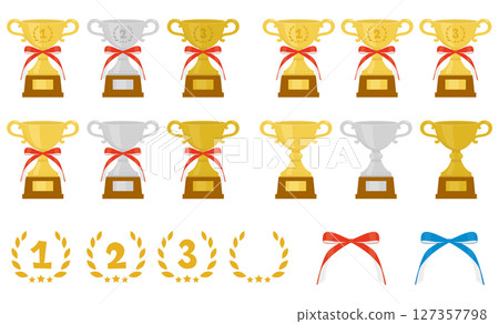 Trophy cup illustration set, trophy illustration material 127357798