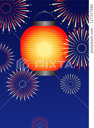 Fireworks and lanterns background illustration material Vector Festival Night Fireworks and lanterns background illustration material Vector Festival Night 127357880
