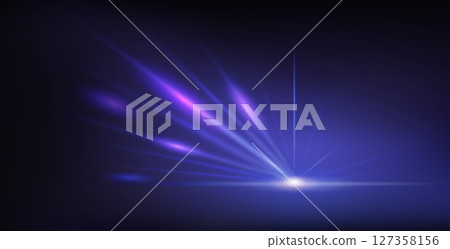 Abstract Blue Neon Background with Bright Ray Halo 127358156
