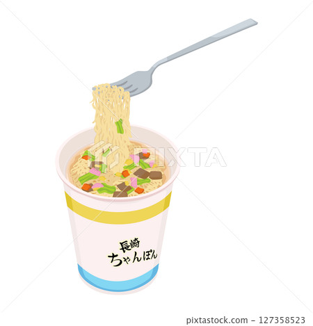 用叉子吃的長崎什錦面泡麵插圖 127358523