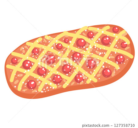 Coca De San Joan Cake With Pastry Cream Cartoon Vector Illustration 127358710