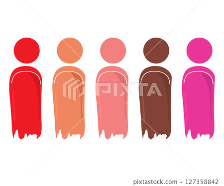 Vector Illustration Of Lipstick Texture Smudged Color Set 127358842