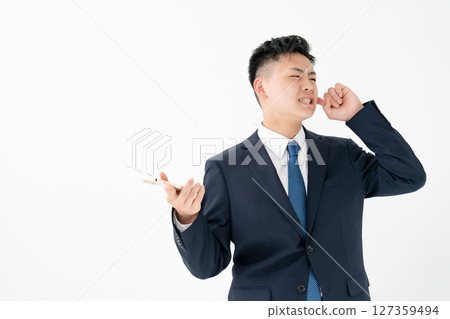 年輕男性商務智慧型手機壓力 127359494