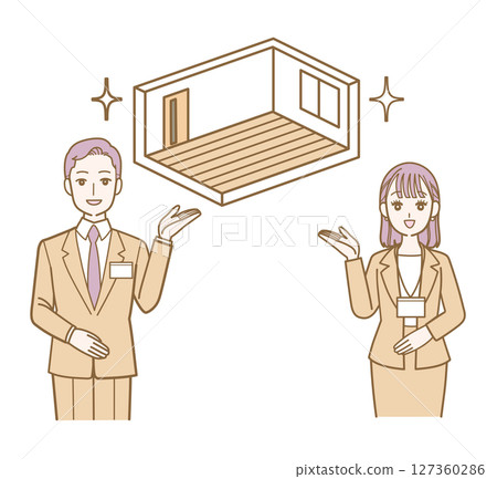 一位商務人士引導某人搜尋房間 一位商務人士引導某人搜尋房間 127360286