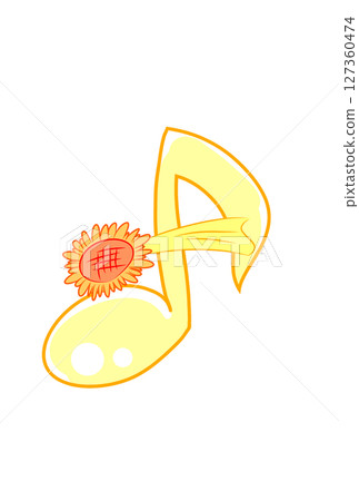 Musical note with sunflower shooting star Musical note with sunflower shooting star 127360474