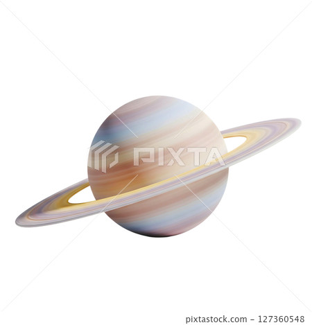 minimalist 3D cute saturn planet in cheerful and fun design 127360548