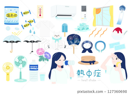 預防中暑插圖集 預防中暑插圖集 127360698
