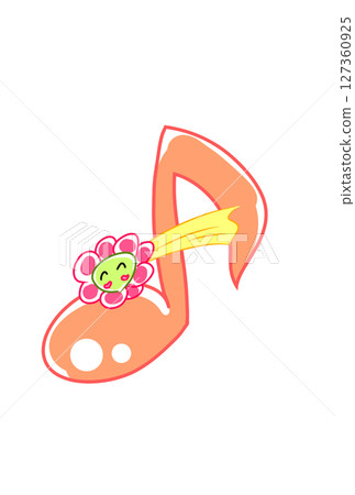 Musical note with smiling flower Musical note with smiling flower 127360925