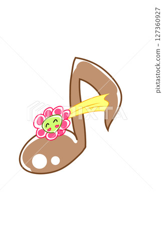 Musical note with smiling flower Musical note with smiling flower 127360927