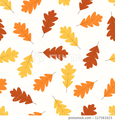 Autumn seamless pattern, yellow and red oak leaves and acorns fall in autumn. Autumn seamless pattern, yellow and red oak leaves and acorns fall in autumn. 127361023