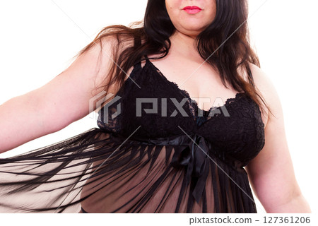 Woman plus size in lace underwear 127361206