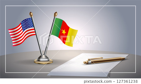 Small national flag of United States (USA) and Cameroon flag Relation, Template Vector Illustration Small national flag of United States (USA) and Cameroon flag Relation, Template Vector Illustration 127361238