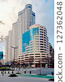 A group of high-rise multi-story buildings of modern architecture of  trefoil shape in Tel Aviv Israel 127362048