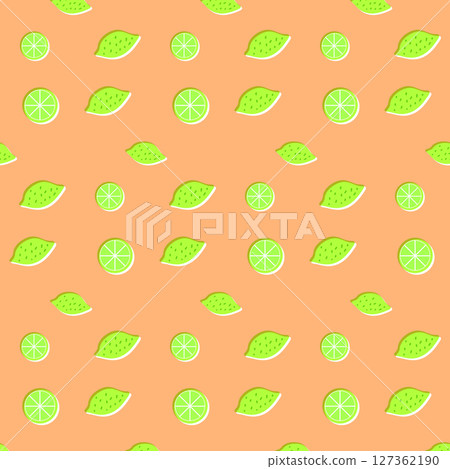 Seamless background pattern of hand-drawn limes in a mismatched style Seamless background pattern of hand-drawn limes in a mismatched style 127362190
