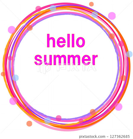 你好夏天 你好夏天 圓點 白色背景 橘色 粉紅色 127362685