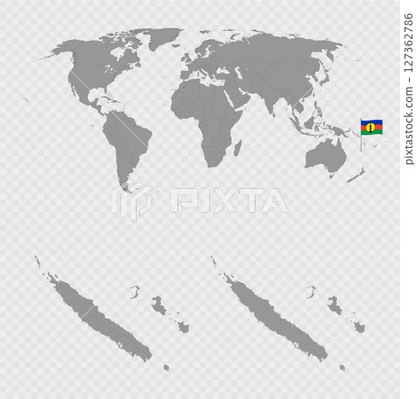 New Caledonia Map Set with World Location. 127362786