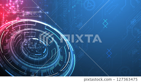 Abstract background. Scientific and technological concept with the use of technical elements formed in the shape of a circle. Vector 127363475