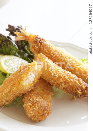 Frozen fried shrimp 127364037