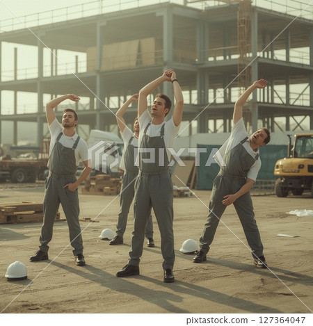 Morning meeting at the construction site 127364047