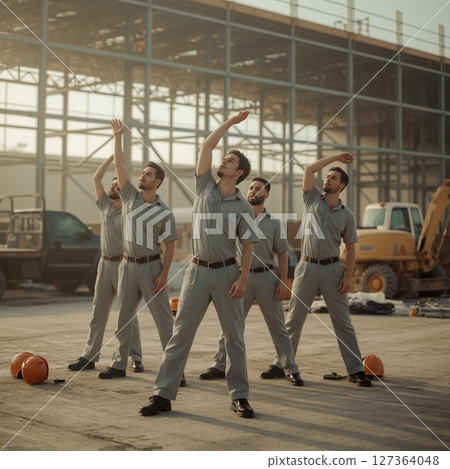Morning meeting at the construction site Morning meeting at the construction site 127364048