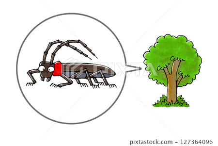 Long-horned beetle and tree 127364096