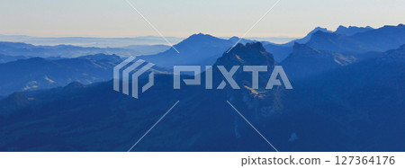 Sigriswiler Rothorn seen from Niesen, Switzerland. 127364176